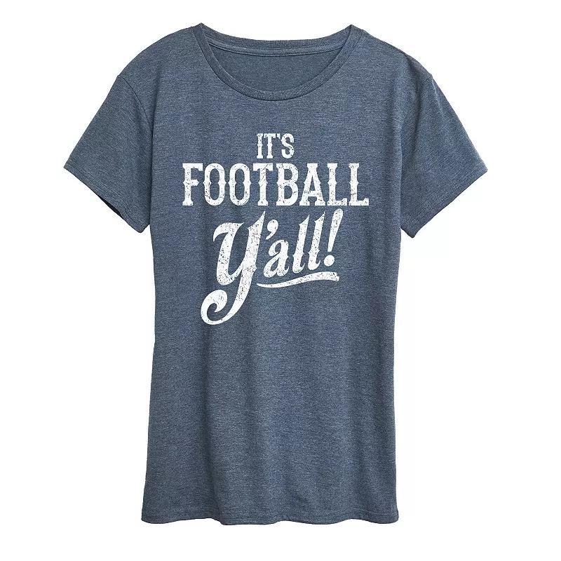 Women's It's Football Y'all Graphic Tee, Girl's, Size: XL, Grey Dark Blue Product Image