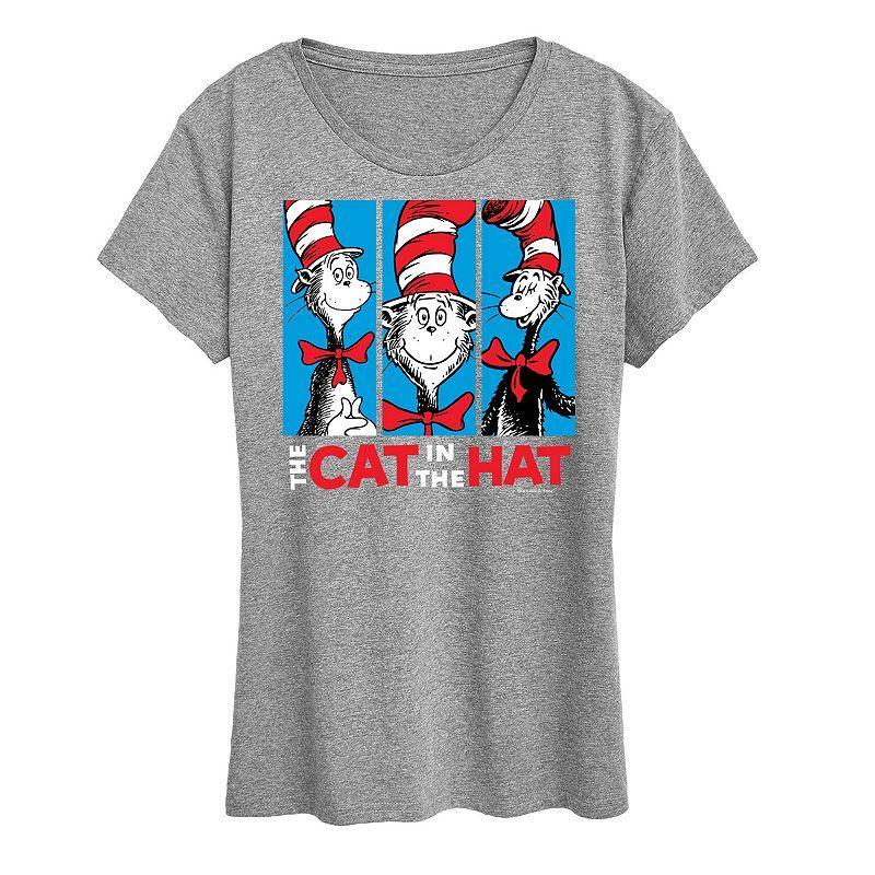 Womens Dr. Seuss Cat In The Hat Graphic Tee Grey Red Product Image