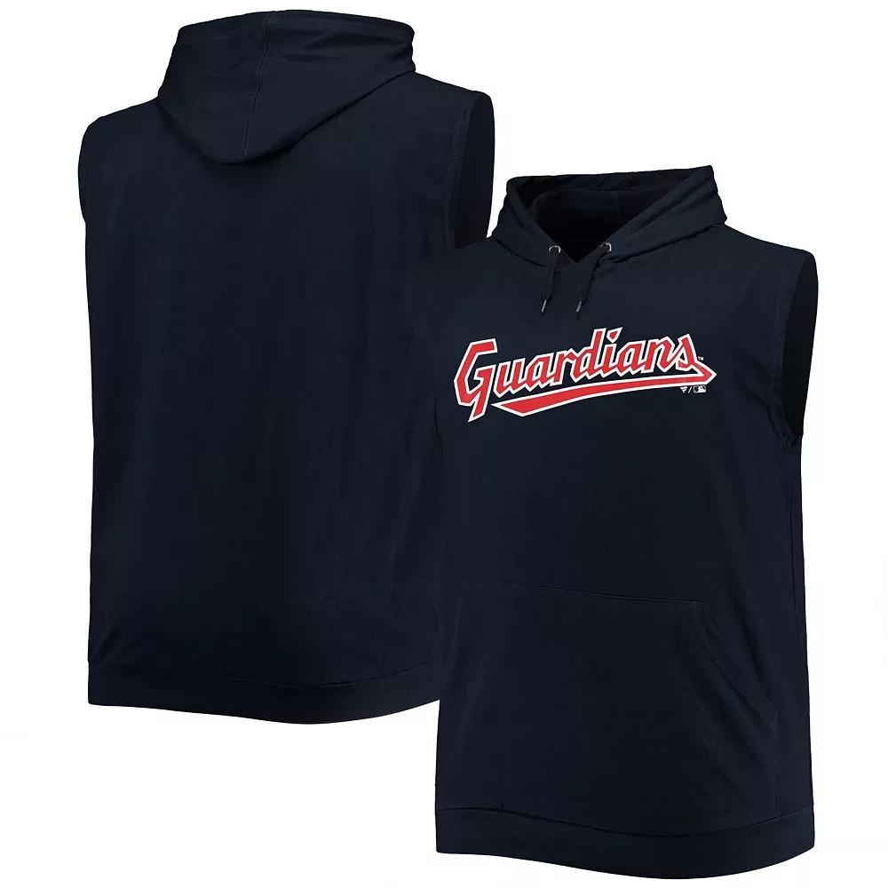 Men's Navy Cleveland Guardians Jersey Muscle Sleeveless Pullover Hoodie, Size: 2XLT, Grd Blue Product Image