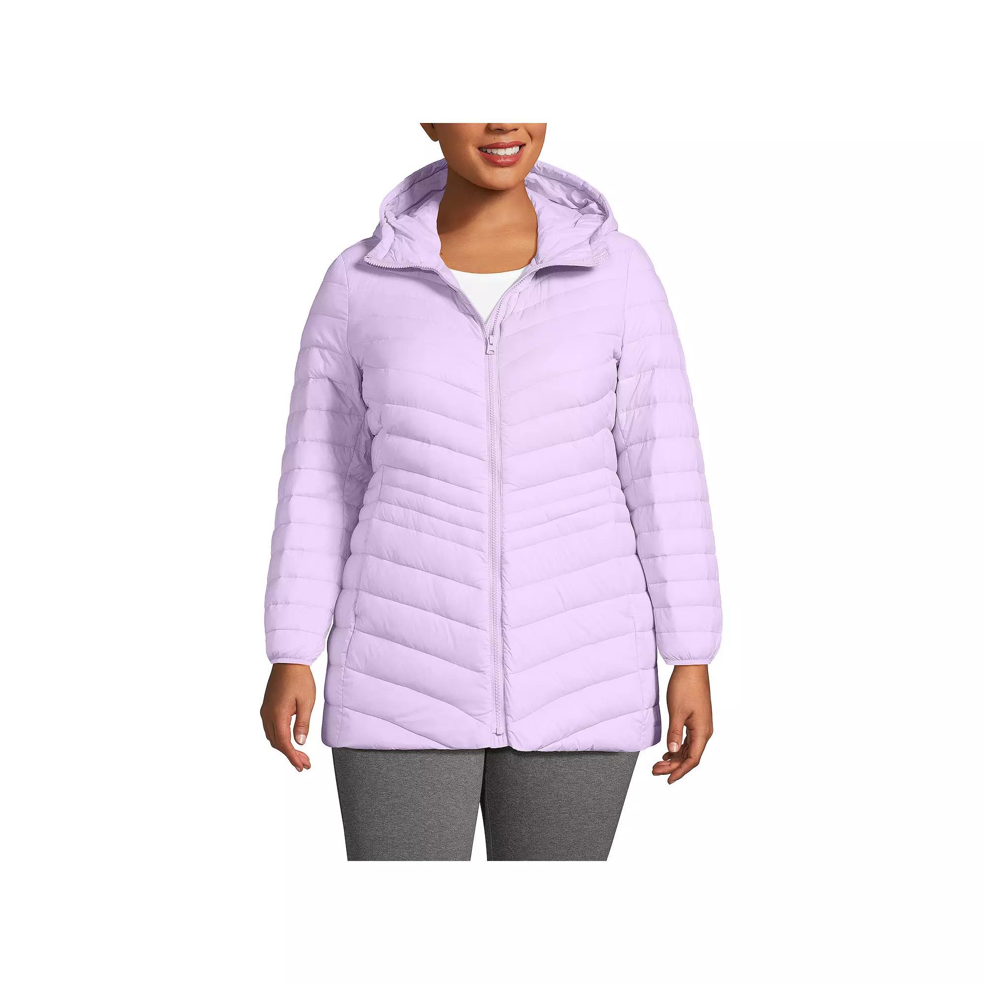 Plus Size Lands' End Hood Wanderweight Ultralight Down Packable Jacket, Women's, Size: 1XL, Blushed Purple Product Image