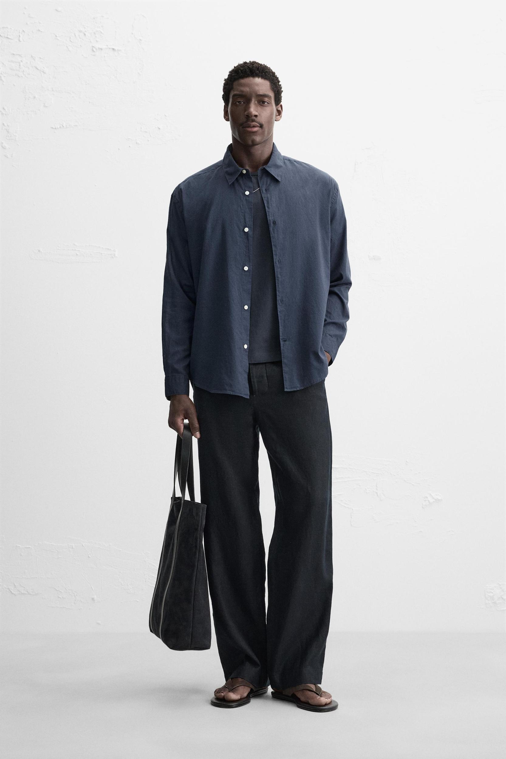 STRAIGHT FIT 100% LINEN PANTS Product Image