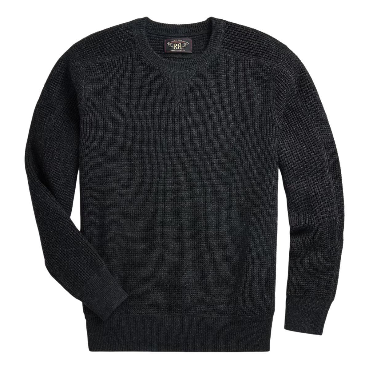 Waffle-Knit Cotton-Wool Sweater Black Heather Product Image