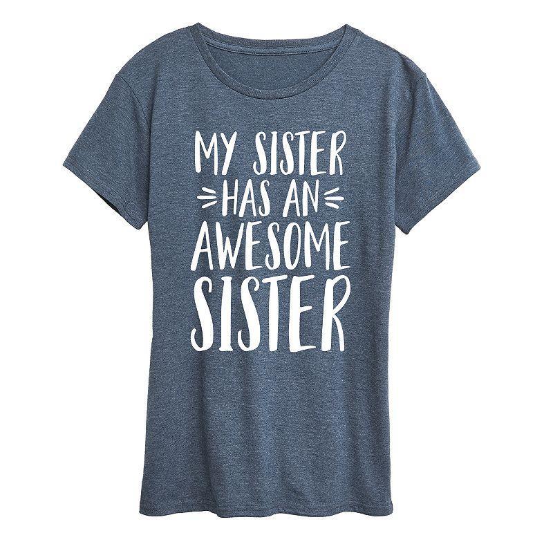 Women's My Sister Has Awesome Sister Graphic Tee, Girl's, Size: Large, Grey Blue Product Image