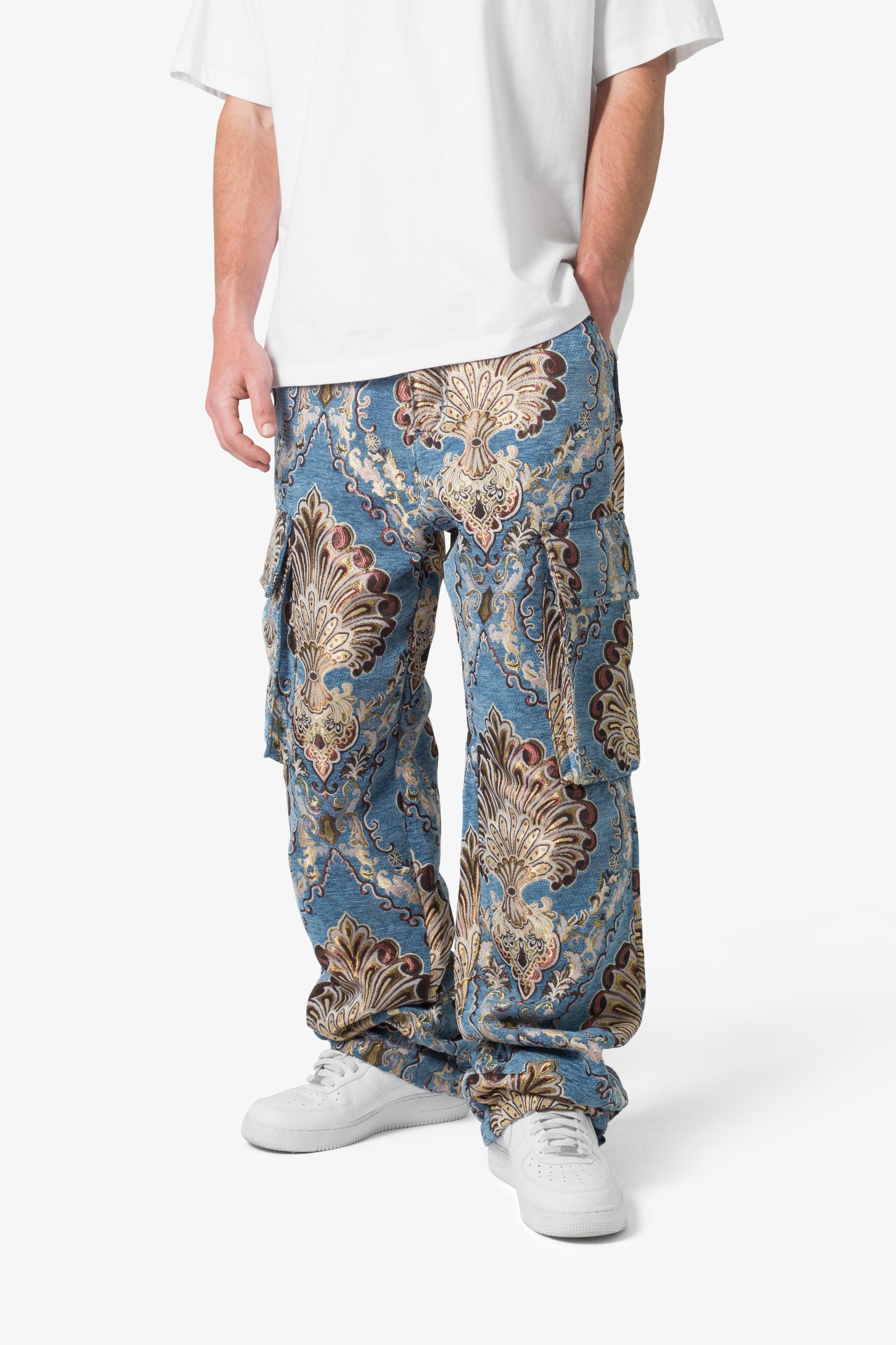 Ultra Baggy Jacquard Floral Cargo Pants - Multi Floral Product Image