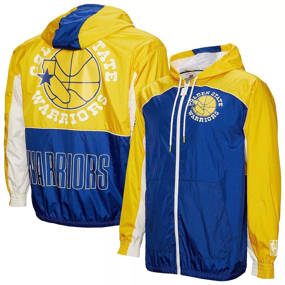 Men's Mitchell & Ness Royal Golden State Warriors Hardwood Classics Big Shot Premium Full-Zip Windbreaker Jacket, Size: Large, Blue Product Image