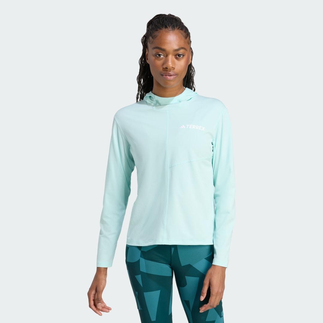 adidas Terrex Multi Climacool Hooded Long Sleeve Top Semi Flash Aqua XL Womens Product Image