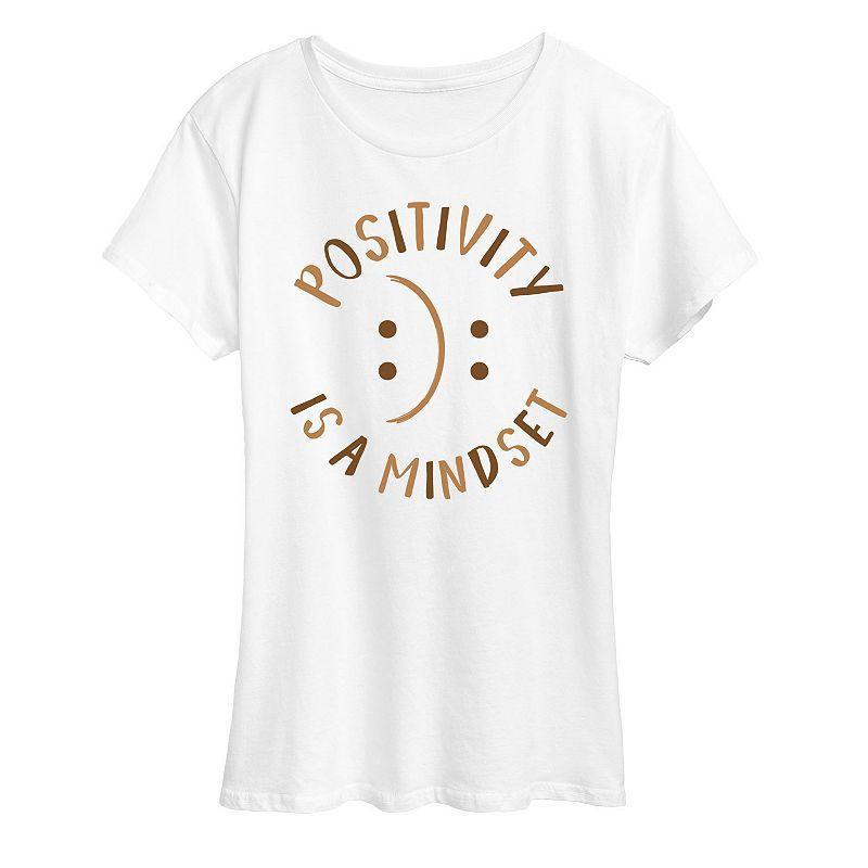 Women's Positivity Is A Mindset Graphic Tee, Girl's, Size: Large, White Product Image