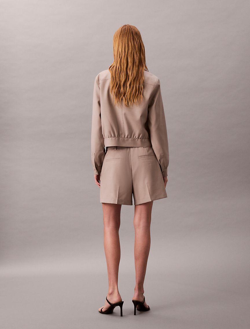 Wool Blend Herringbone Utility Shorts  Product Image