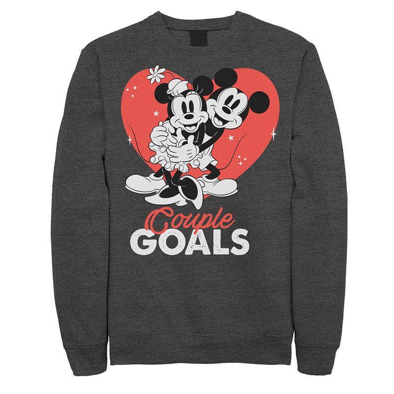 Disney's Mickey & Minnie Mouse Men's Couple Goals Sweatshirt, Size: XXL, Grey Heather Product Image