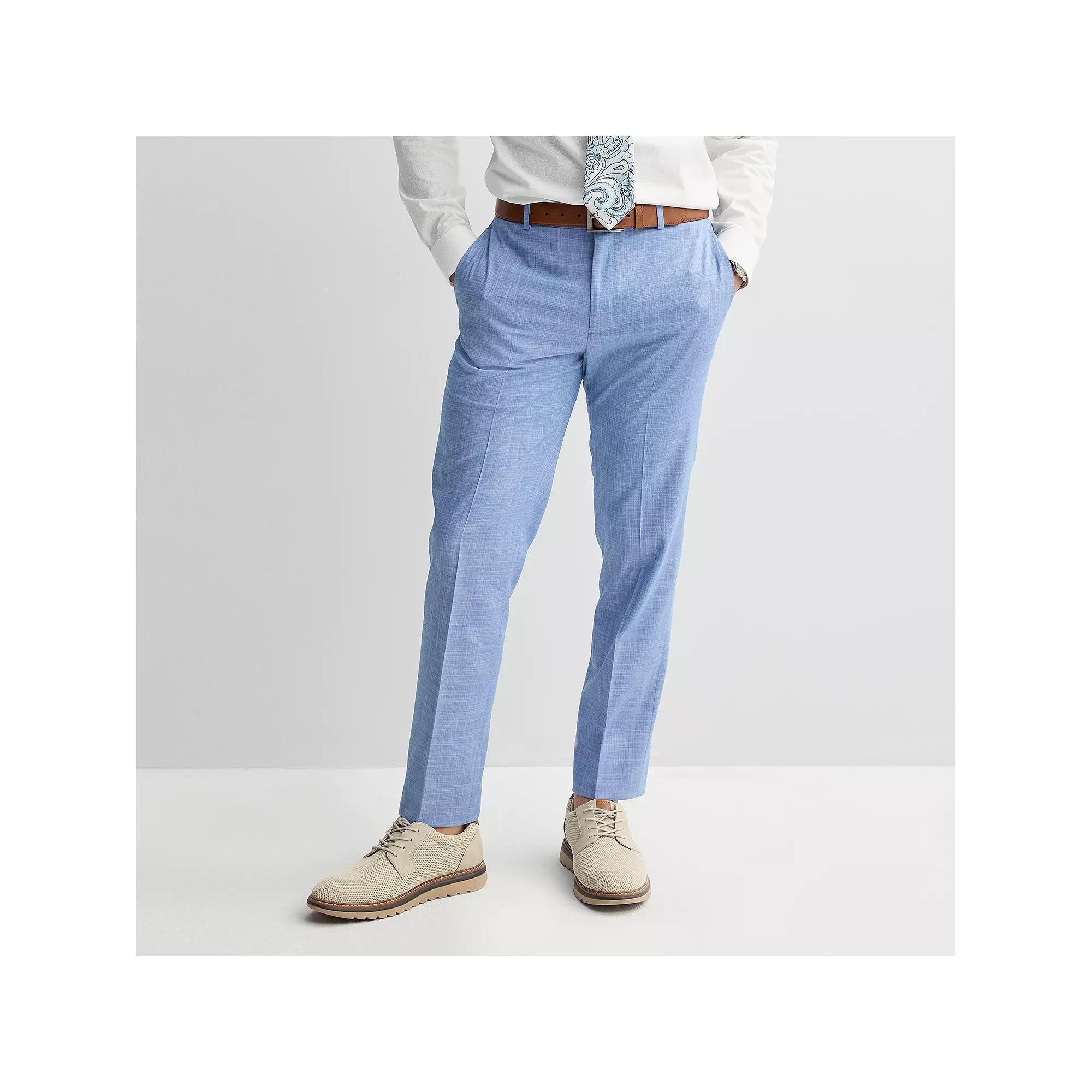 Men's Apt. 9® Premier Flex Performance Extra-Slim Washable Suit Pants, Size: 34X34, Blue Crosshatch Product Image