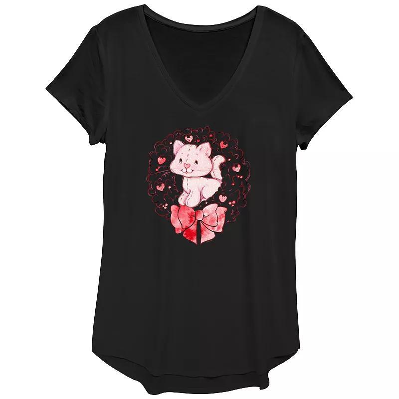 Women's Strawberry Shortcake Custard Wreath Graphic Tee, Size: Large, Black Product Image