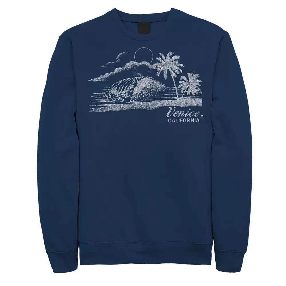 Men's Trendy Venice Beach Night Beach Scene Faded Sweatshirt,  Product Image