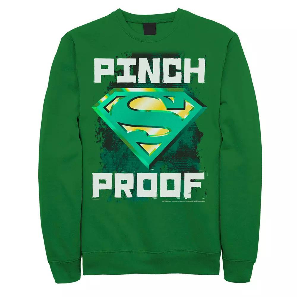 Men's DC Comics Superman Logo "Pinch Proof" St. Patrick's Day Sweatshirt, Size: Large, Kelly Product Image