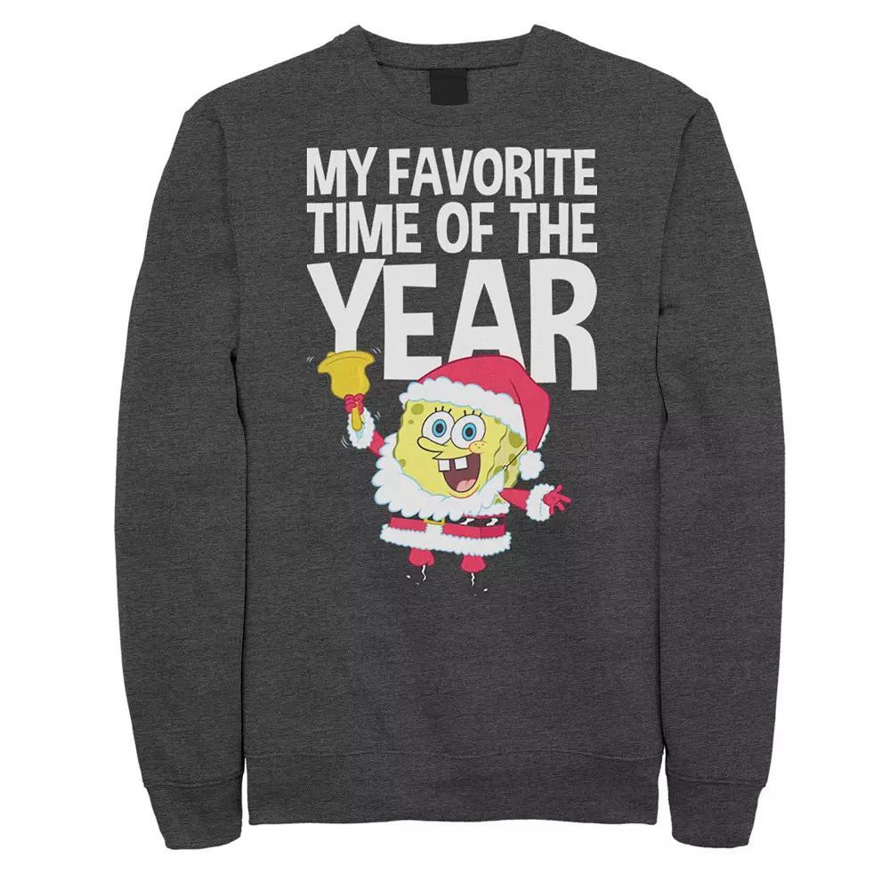 Men's SpongeBob SquarePants Santa Christmas Favorite Time Sweatshirt, Size: XXL, Athletic Grey Product Image