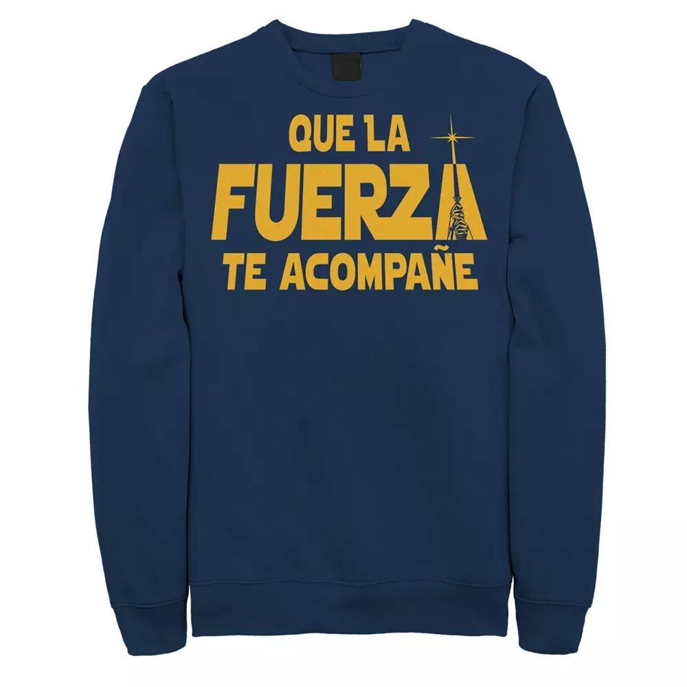 Men's Star Wars Que La Fuerza Te Acompane Yellow Text Sweatshirt,  Product Image