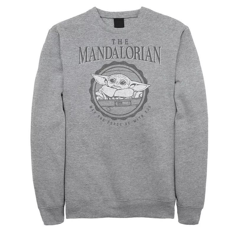 Big & Tall Star Wars The Mandalorian Grogu May The Force Be With You Fleece Sweatshirt, Mens Athletic Grey Product Image