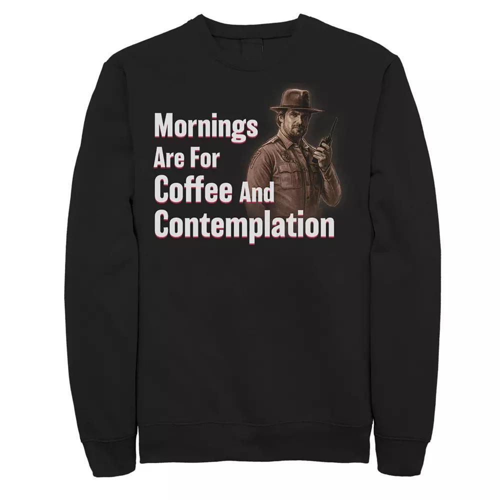 Men's Stranger Things Hopper Coffee & Contemplation Sweatshirt, Size: XXL, Black Product Image