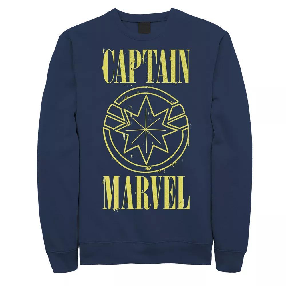 Men's Marvel Captain Marvel Yellow Paint Drip Logo Sweatshirt, Size: XL, Blue Product Image