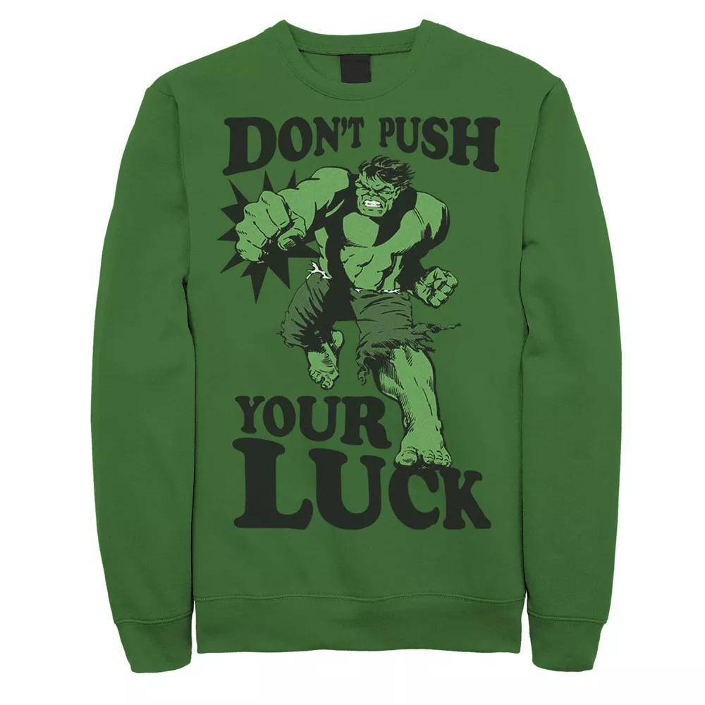 Mens Marvel The Hulk Dont Push Your Luck Sweatshirt Product Image