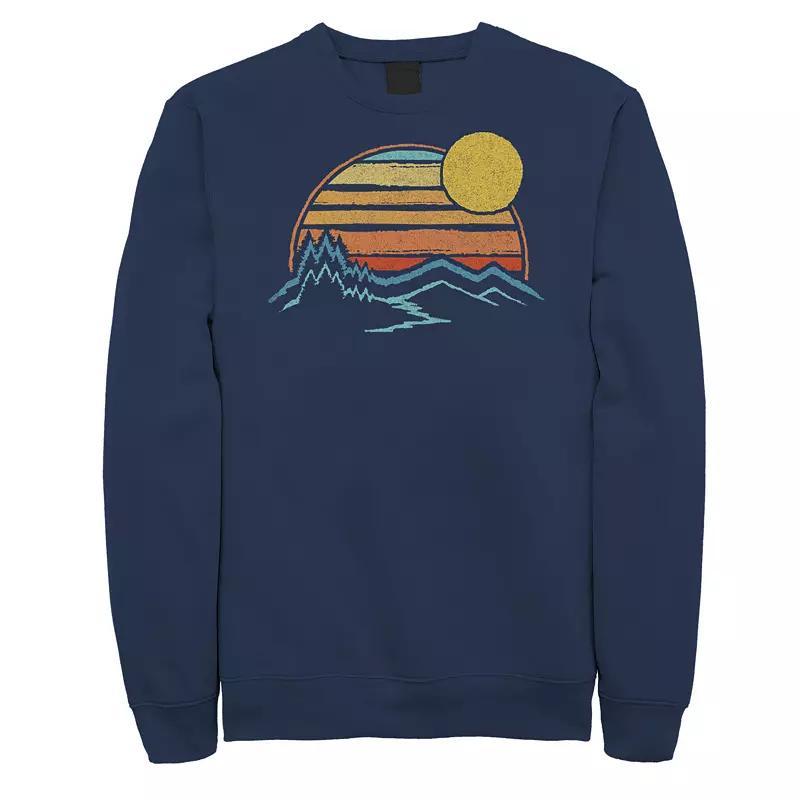 Mens Outdoor Sunset Mountains Color Fade Sweatshirt Blue Product Image