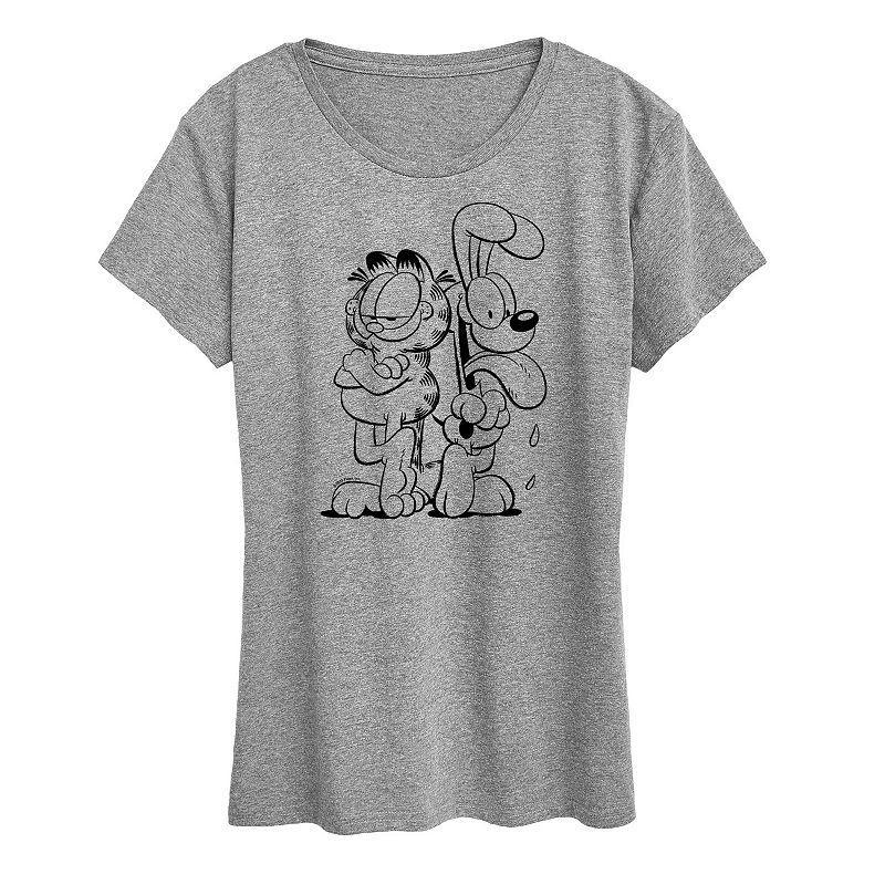 Women's Garfield And Odie Graphic Tee, Girl's, Size: Large, Grey Gray Product Image