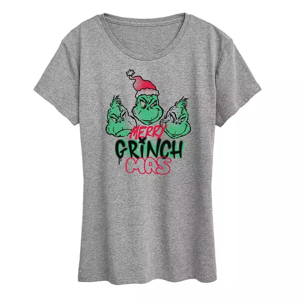 Women's Dr. Seuss The Grinch Merry Grinchmas Graphic Tee, Girl's, Size: Medium, Grey Gray Product Image