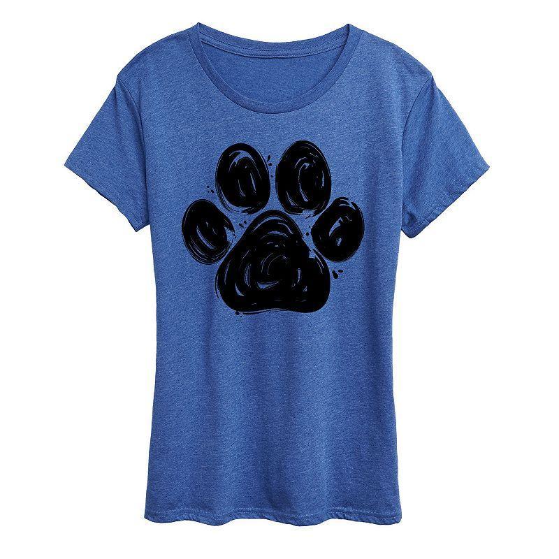 Women's Brushstroke Paw Print Graphic Tee, Girl's,  Product Image