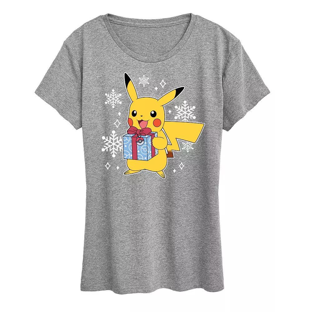 Women's Pokemon Pika Presents Tee, Girl's, Size: Large, Grey Gray Product Image