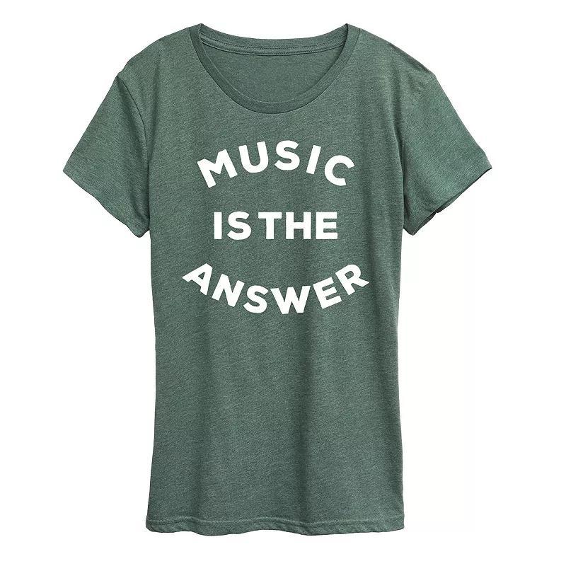 Women's Music is the Answer Graphic Tee, Size: Medium, Grey Blue Product Image