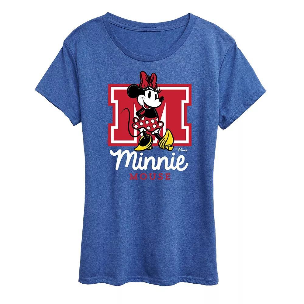 Disney's Minnie Mouse Women's Collegiate Graphic Tee, Size: Large, Grey Royal Blue Product Image