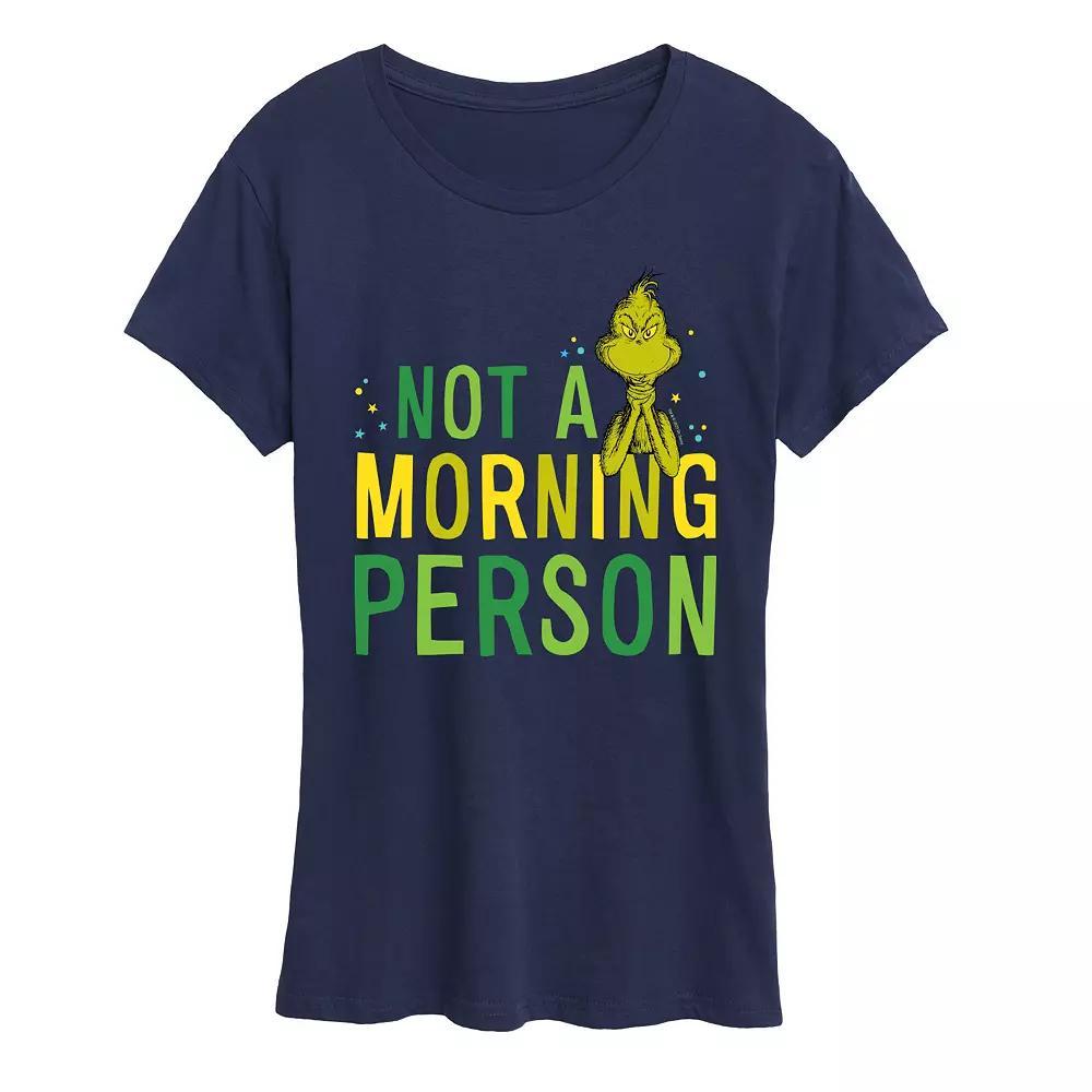 Women's Dr. Seuss The Grinch Not A Morning Person Graphic Tee, Girl's, Size: XXL, Blue Product Image