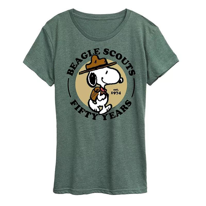 Womens Peanuts Snoopy Beagle Scout Graphic Tee Grey Gray Product Image