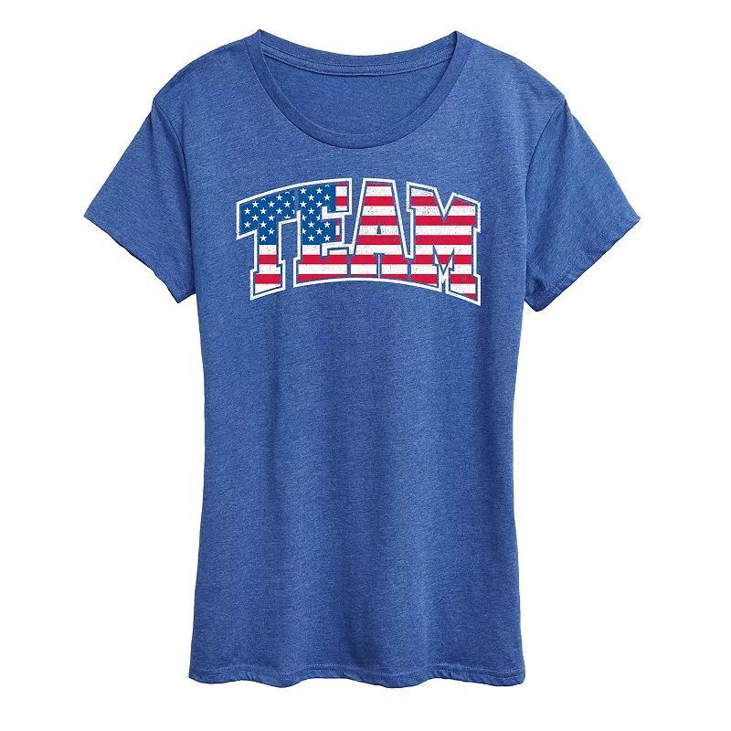 Women's Team USA Graphic Tee, Size: Large, Grey Blue Product Image