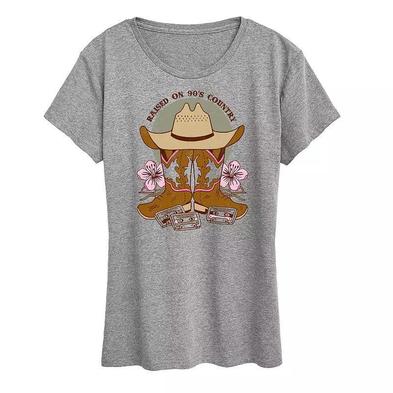 Women's Raised On 90's Country Graphic Tee, Size: Medium, Grey Gray Product Image