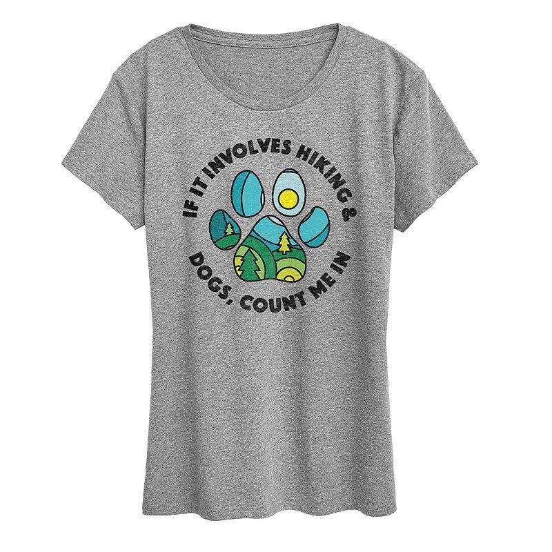 Womens Hiking And Dogs Im In Graphic Tee Grey Gray Product Image