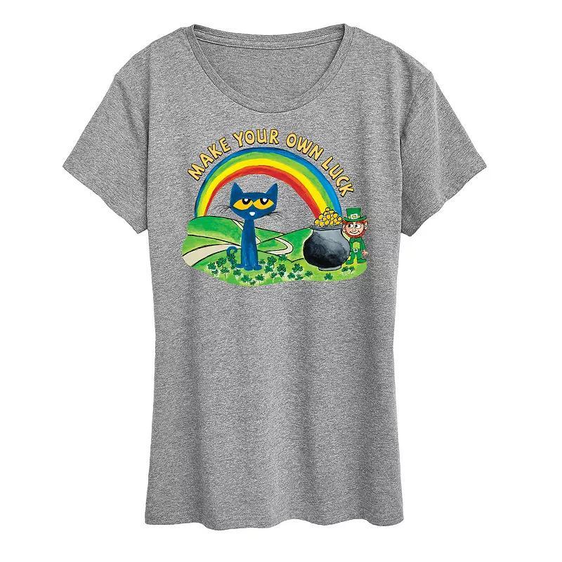 Womens Pete The Cat Pete Leprechaun Pot Of Gold Graphic Tee Grey Gray Product Image