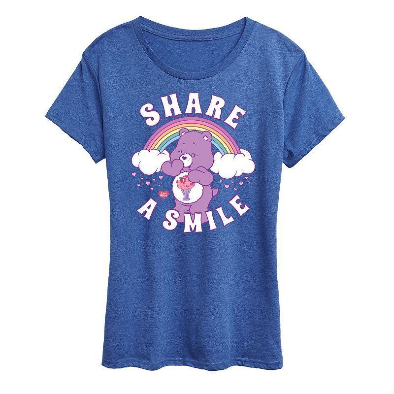 Women's Care Bears Share A Smile Graphic Tee, Girl's, Size: Medium, Blue Product Image