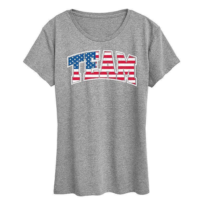 Women's Team USA Graphic Tee, Size: Large, Grey Blue Product Image