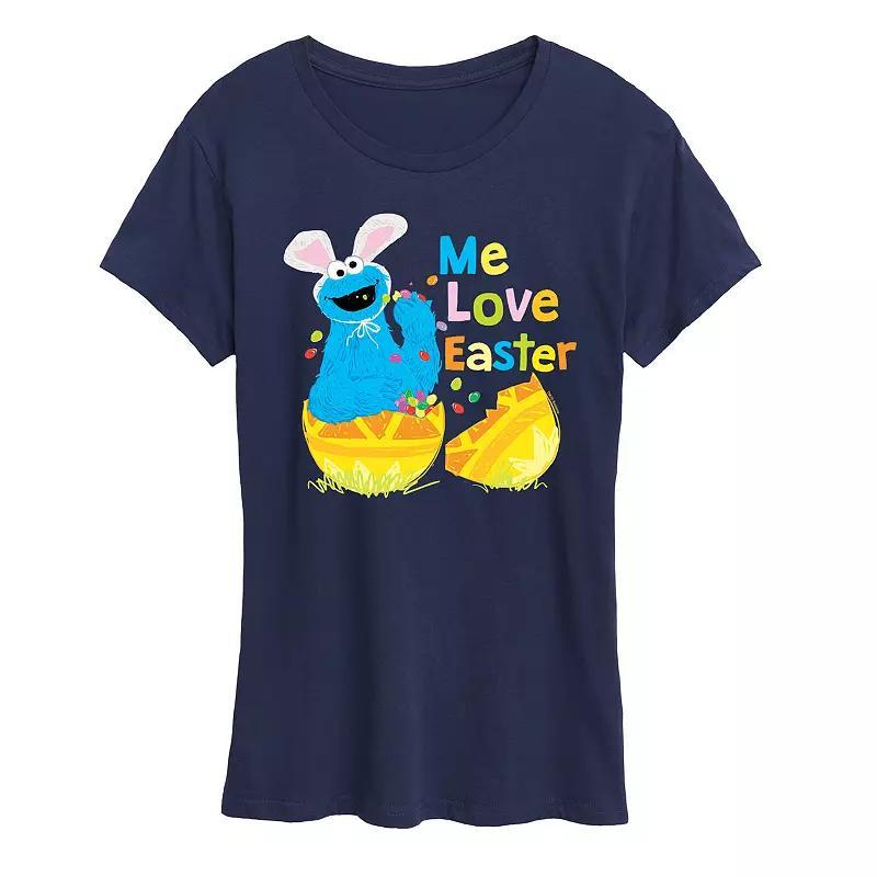 Womens Sesame Street Cookie Monster Me Love Easter Graphic Tee Product Image