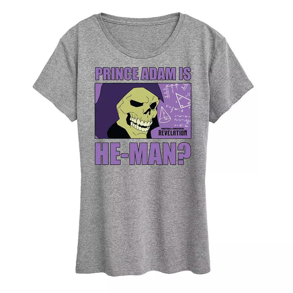 Women's Masters of the Universe Prince Adam Graphic Tee, Size: XXL, Grey Gray Product Image