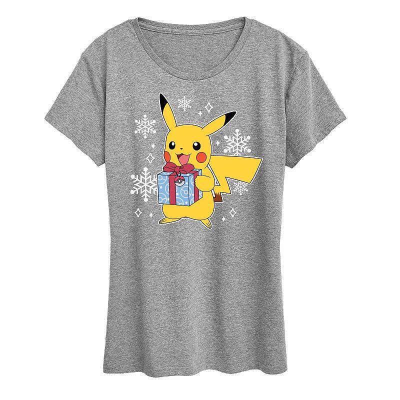 Women's Pokemon Pika Presents Tee, Girl's, Size: XXL, Grey Gray Product Image