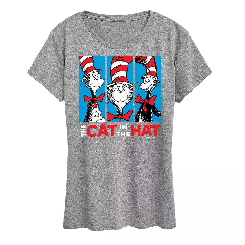 Women's Dr. Seuss Cat In The Hat Graphic Tee, Size: XXL, Grey Gray Product Image