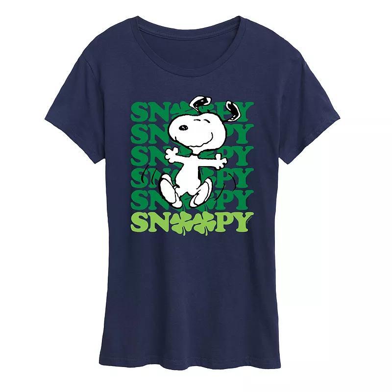 Women's Peanuts Snoopy Clover Dance Graphic Tee, Size: Small, Blue Product Image