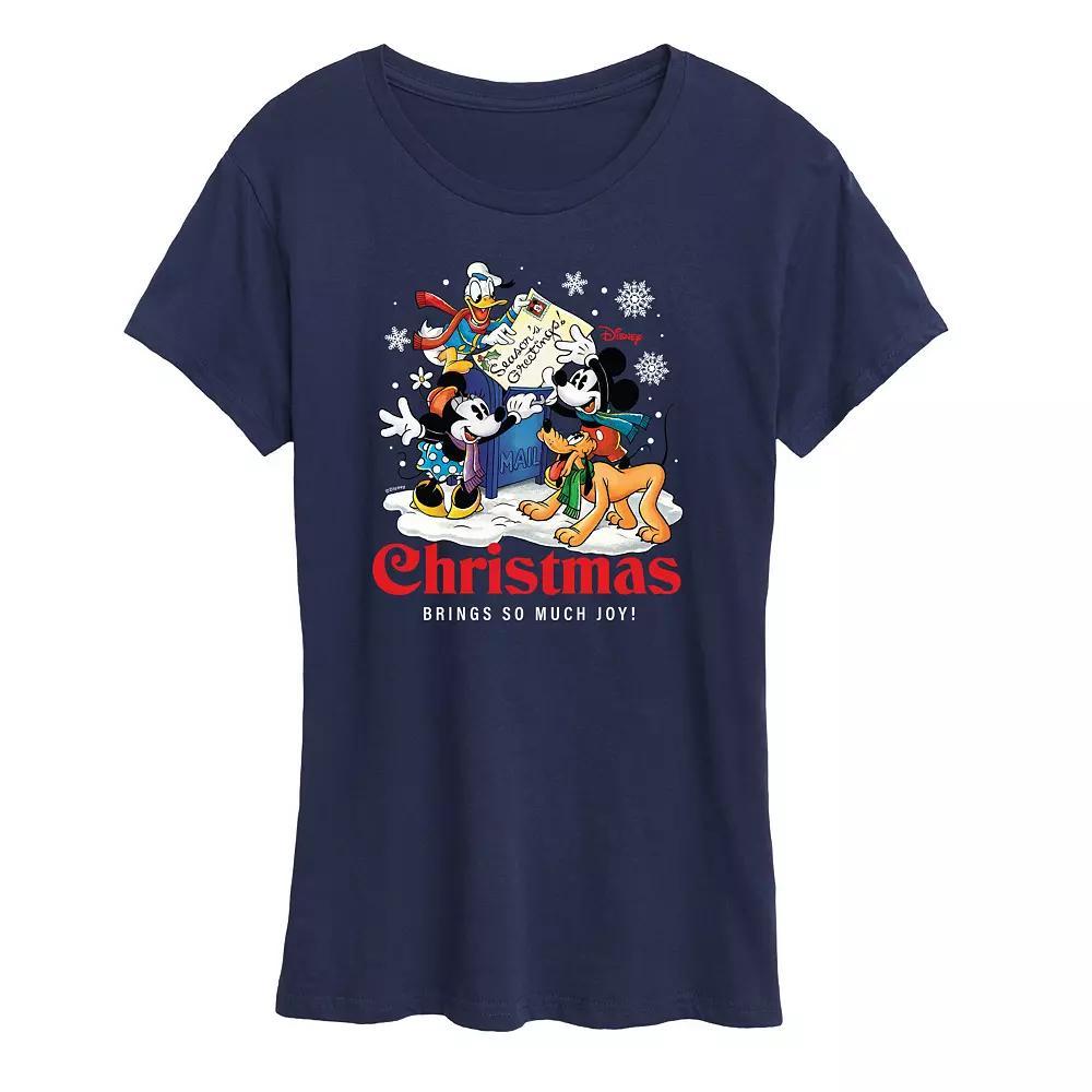 Disney's Mickey Mouse And Friends Women's Christmas Postcard Graphic Tee, Girl's,  Product Image
