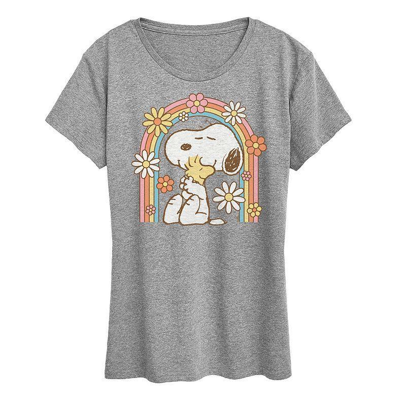 Women's Peanuts Snoopy & Woodstock Rainbow Graphic Tee, Girl's, Size: Medium, Grey Gray Product Image