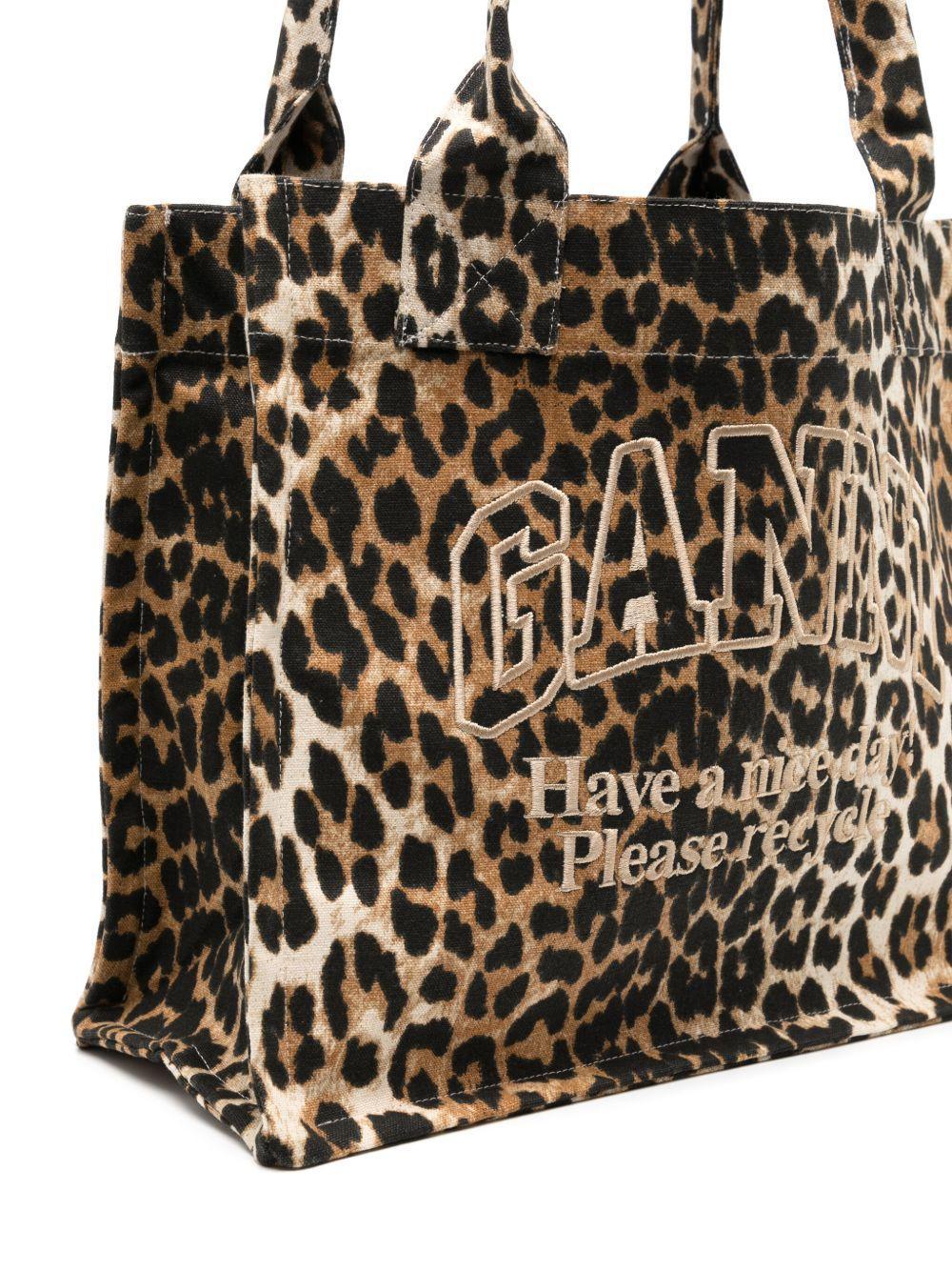 large leopard-print canvas tote bag Product Image