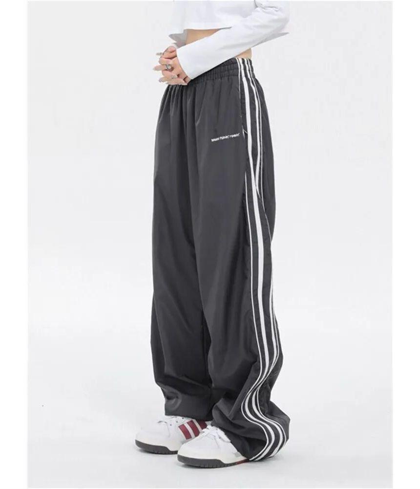 Low Rise Striped Loose-Fit Wide-Leg Sweatpants Product Image