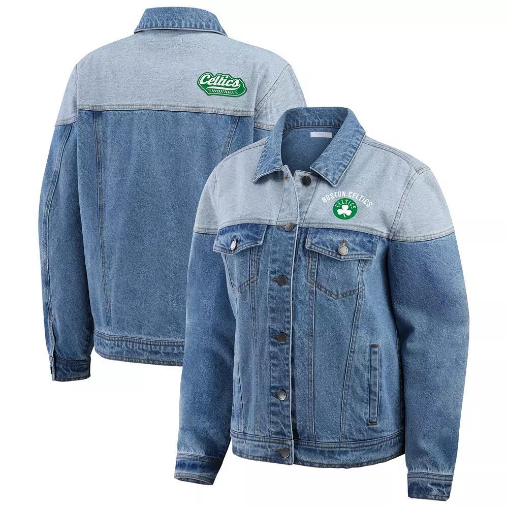 Women's WEAR by Erin Andrews Blue Boston Celtics Full-Button Denim Jacket,  Product Image