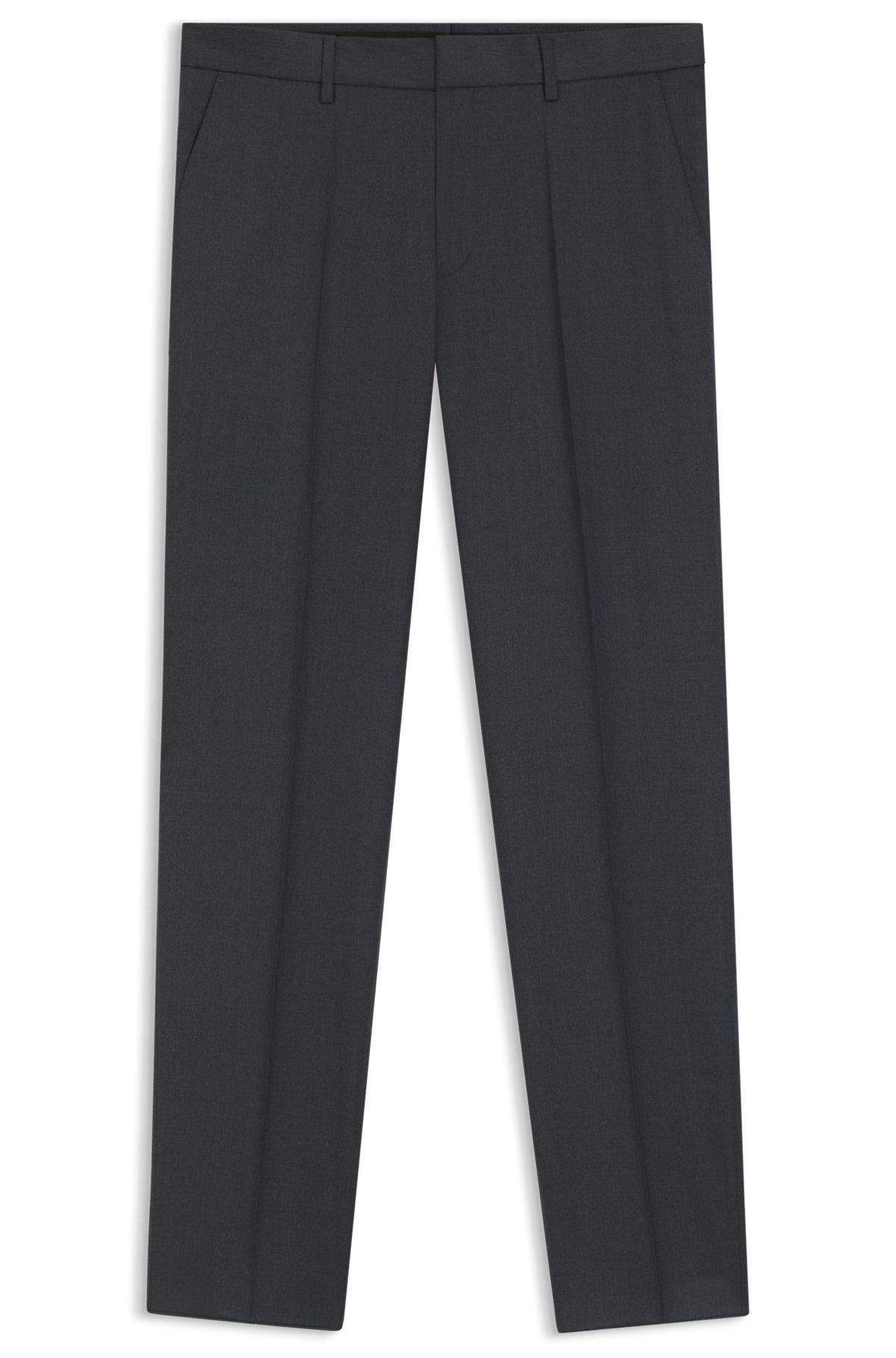 BOSS - Regular-fit pants in virgin-wool serge - Dark Grey Product Image