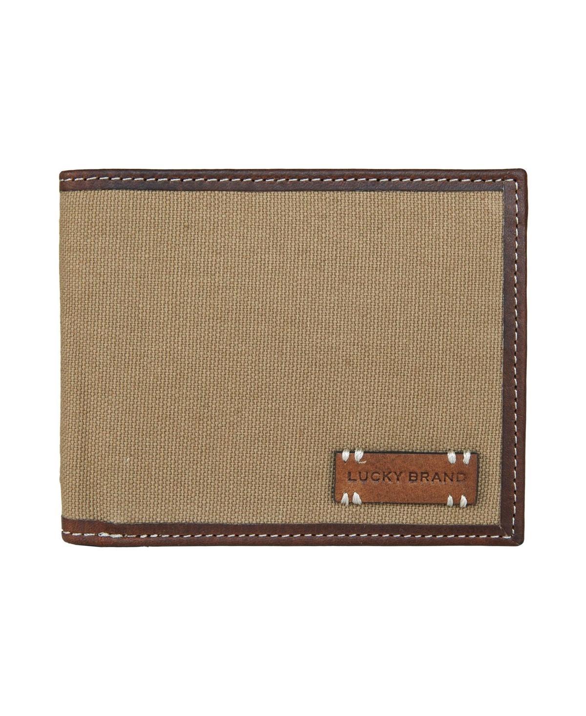 Lucky Brand Mens Canvas with Leather Trim Bifold Wallet Product Image